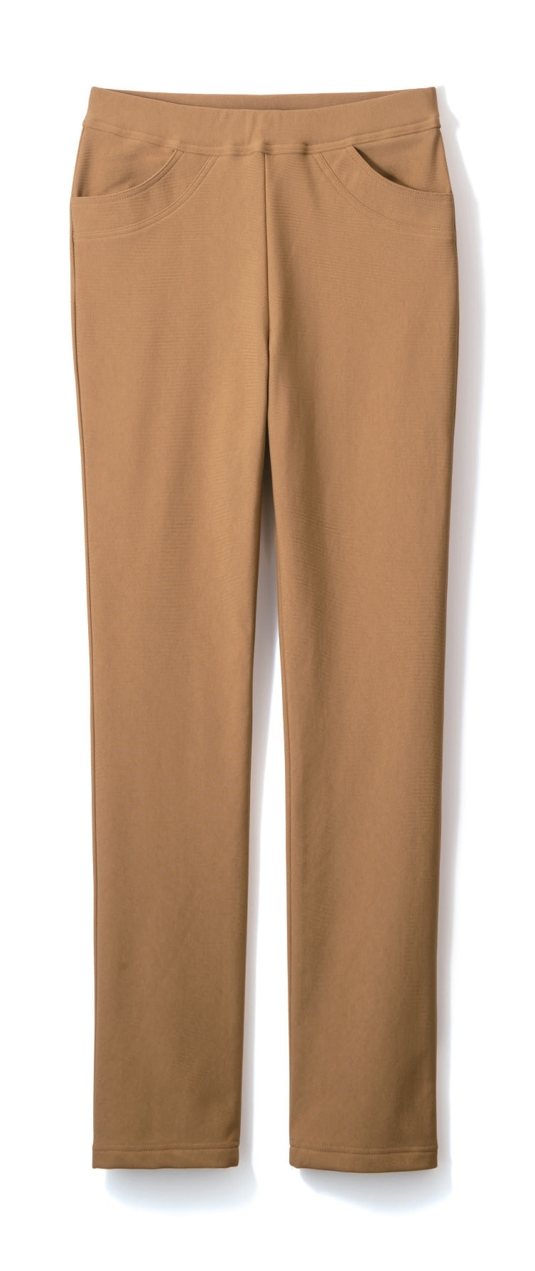 【SALE】「毎日が発見」美ラク 股下選べる裏起毛あったかパンツ キャメルベージュ　LL、３L