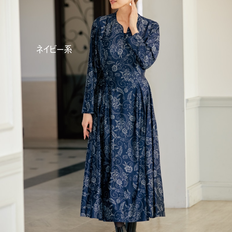 れな様 ワンピース S紺 ラナン RANAN リボン付きプリーツワンピ （ネイビー
