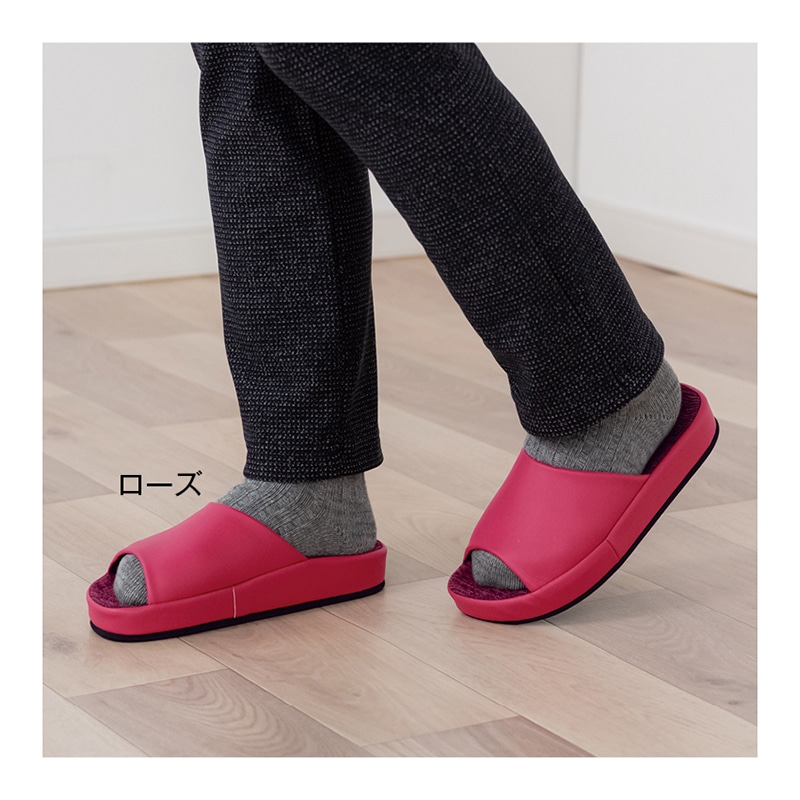 フット快 疲れにくいスリッパ ローズ 23