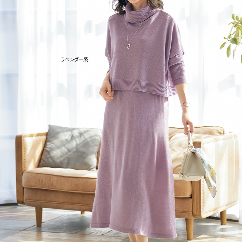 デザインベストニットワンピースアンサンブル