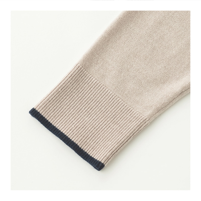 「毎日が発見」配色ニットチュニック ベ-ジュ M