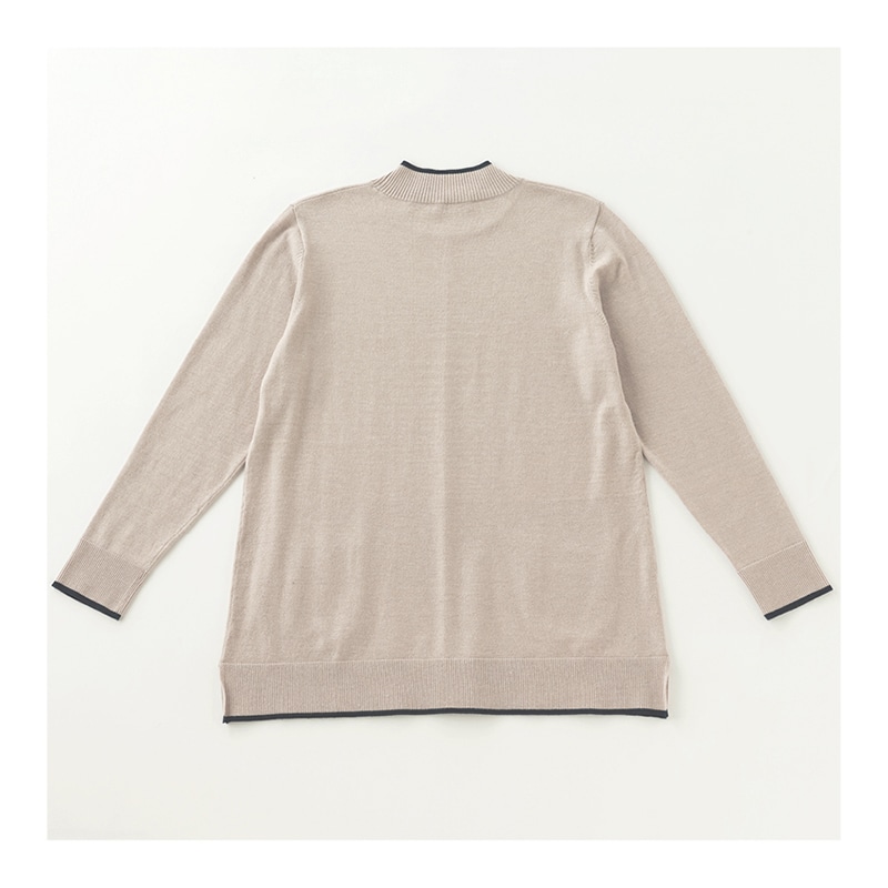 「毎日が発見」配色ニットチュニック ベ-ジュ M