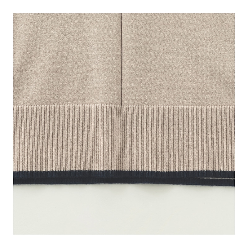 「毎日が発見」配色ニットチュニック ベ-ジュ M