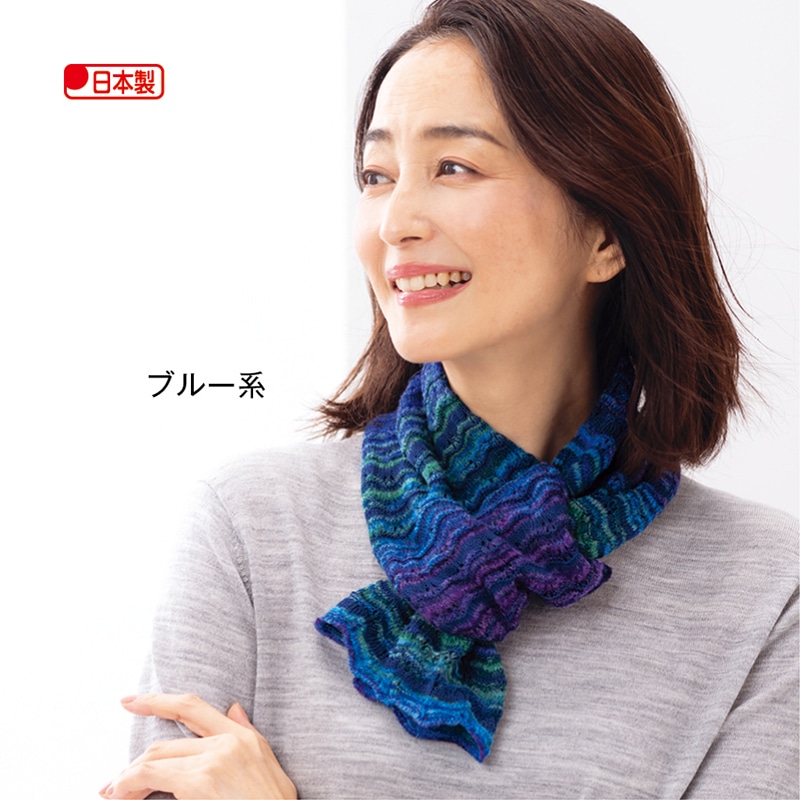 かすり糸のリング通しミニマフラー