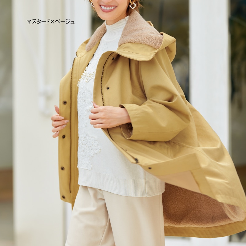 裏ボア使いフーディーコート