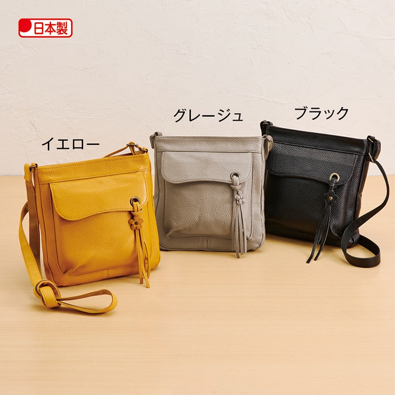 軽量レザーの薄型お散歩ショルダーバッグ