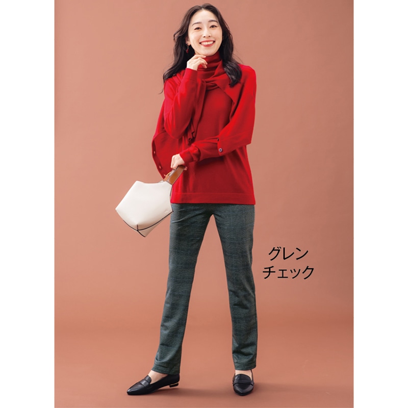 「毎日が発見」おなかゆったり裏起毛美ラクストレッチパンツ ブラック M-L-60