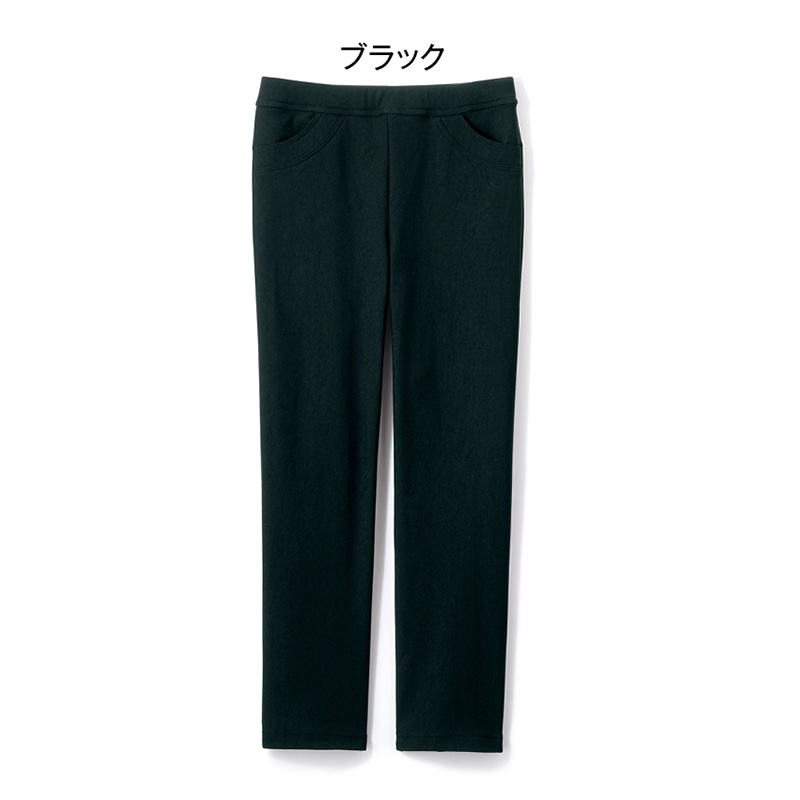 「毎日が発見」おなかゆったり裏起毛美ラクストレッチパンツ ブラック M-L-60