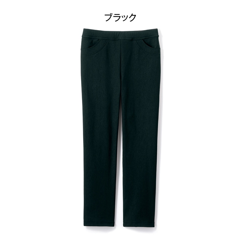 「毎日が発見」おなかゆったり裏起毛美ラクストレッチパンツ デニム調ネイビー M-L-60