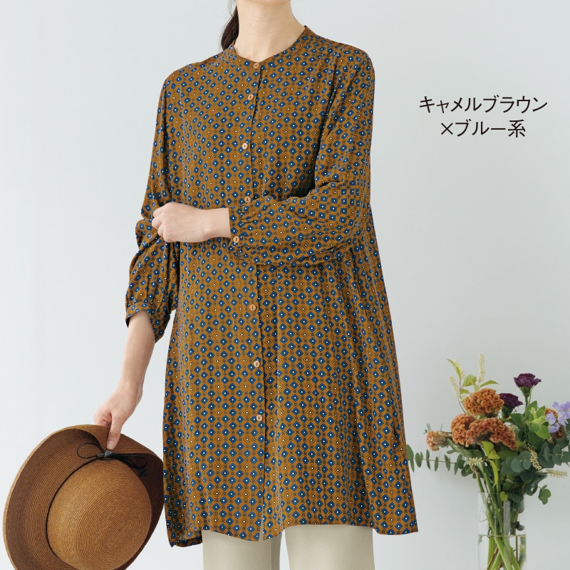 小紋柄風プリントチュニック