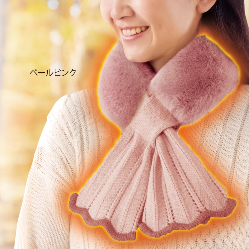 大人キレイなファー＆ニットのつけ襟マフラー