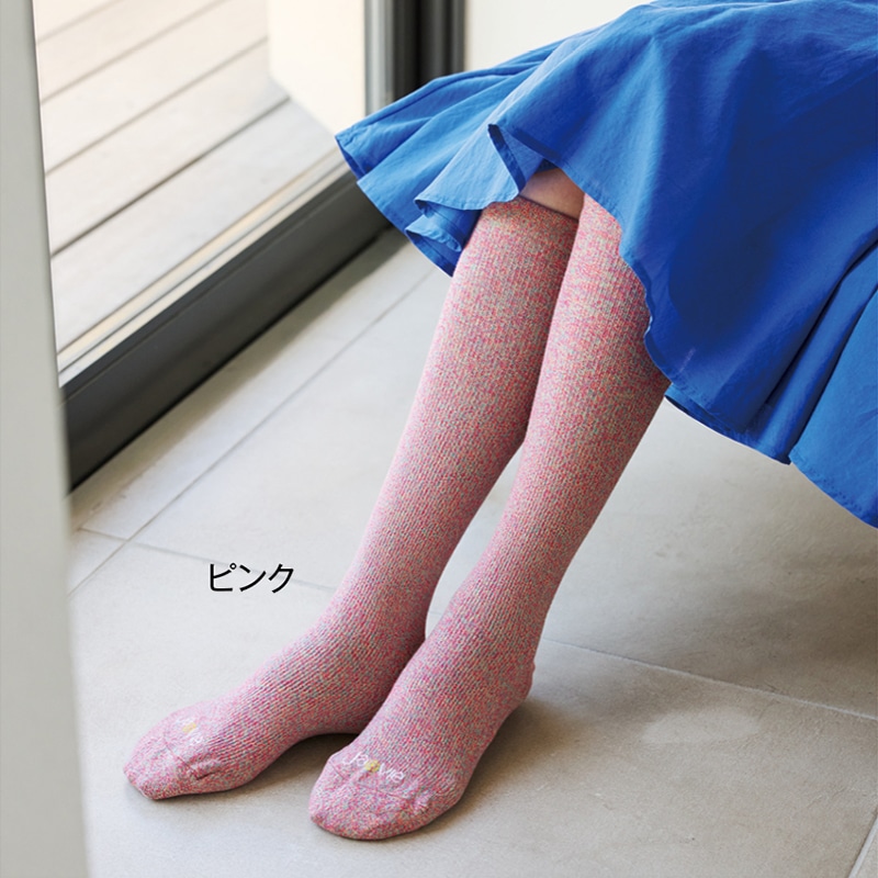 ジャヴィ 綿混着圧ソックス ローズ