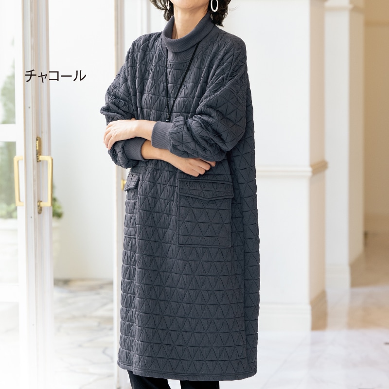 リブ使いキルトワンピース