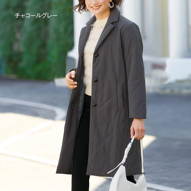 テーラード衿中わた入りコート