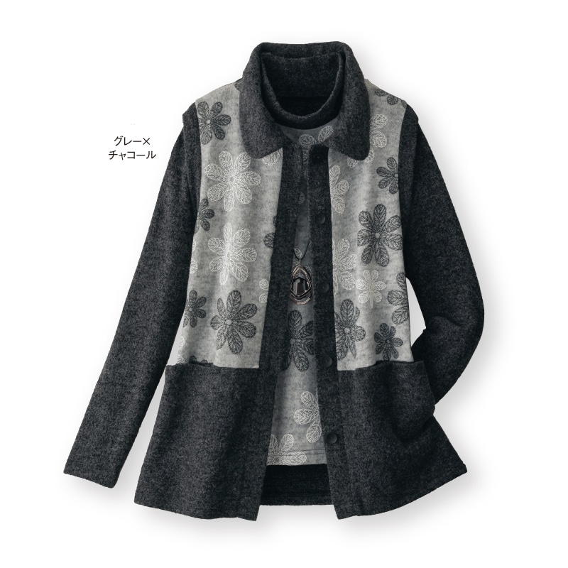 刺しゅう風プリントアンサンブル