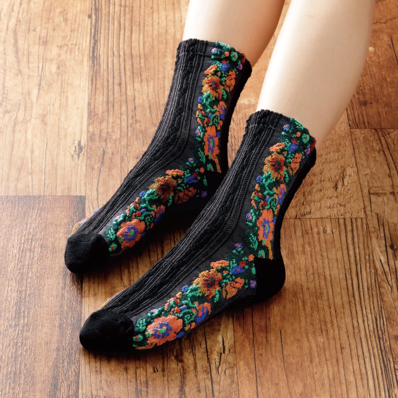 お洒落ふっくらフロート編みソックス５色組