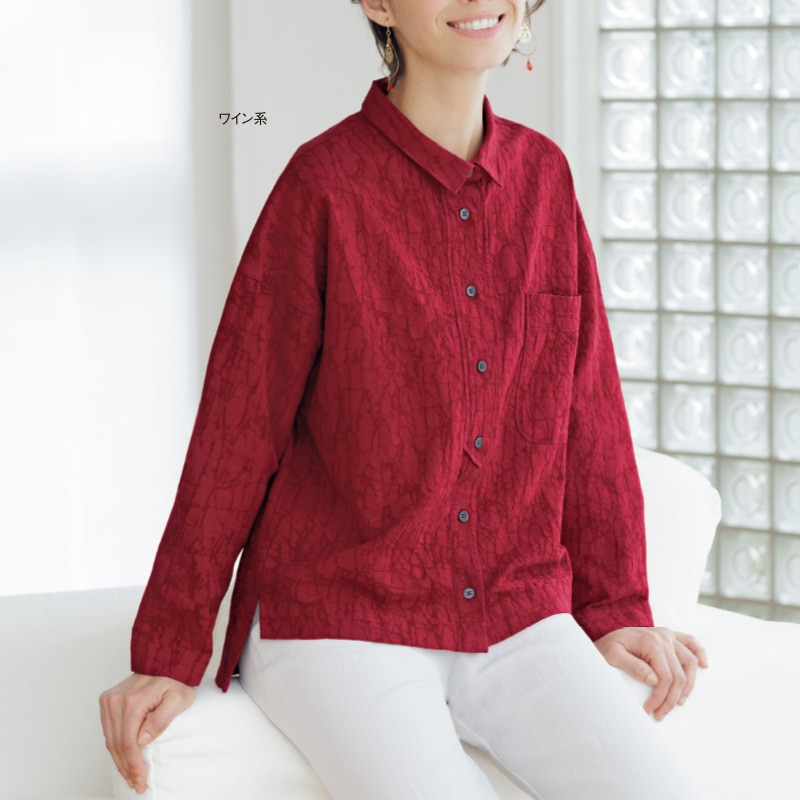 変わり織ゆったりシャツ