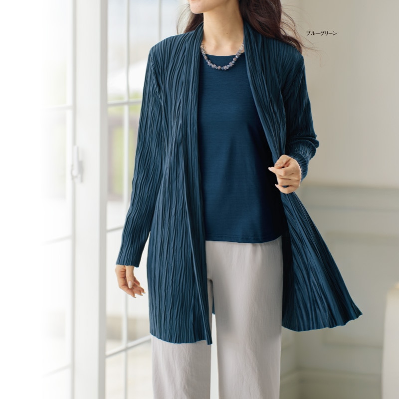 プリーツ風カットソーアンサンブル