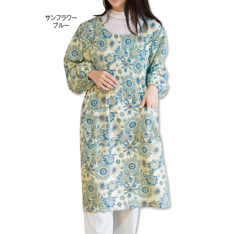 ロング丈プリーツかっぽう ピンクフラワー