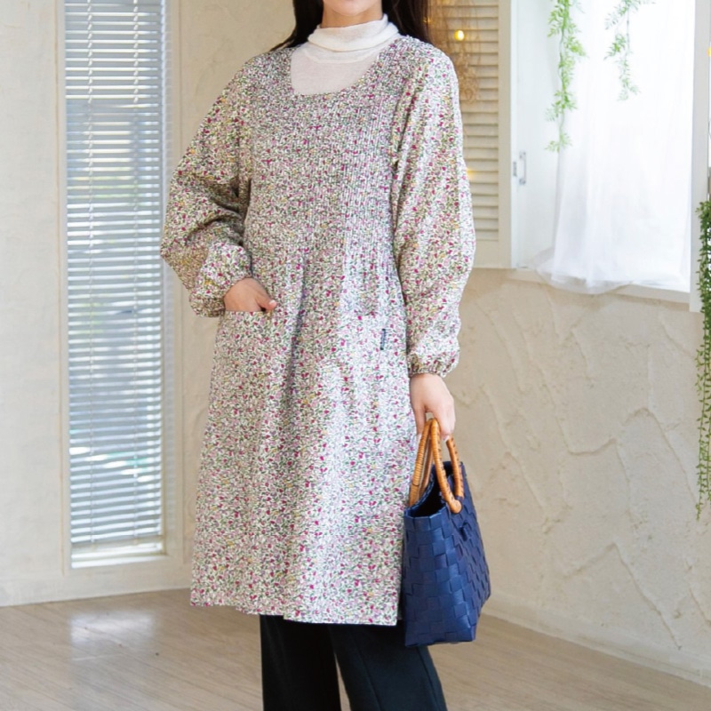 ロング丈プリーツかっぽう