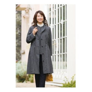 亀田縞 キルトベスト付き一重コート