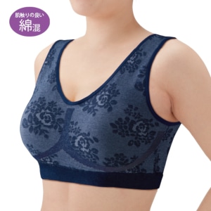 着け心地のいい綿混らくブラ　花柄３色組